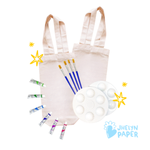 Kit para pintar tote bags y crear juntas un accesorio único, cute y lleno de estilo.